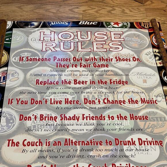 House Rules Party Mantis Design Drinking Beer VINTAGE POSTER 2004 Fraternity - Picture 3 of 9